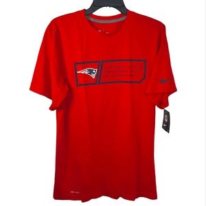 NWT Nike New England Patriots Team Equipment Tag Dri-Fit Shirt RED